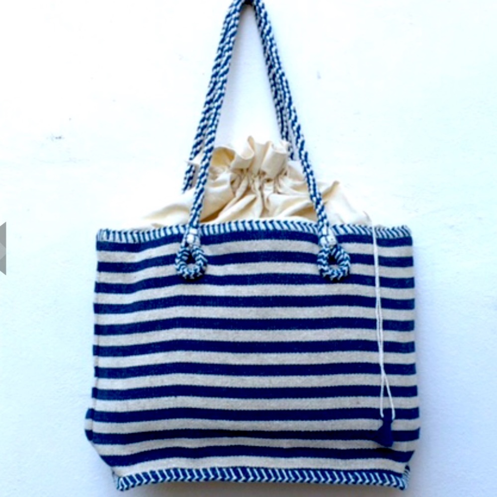 STRIPED TOTE : INDIGO
